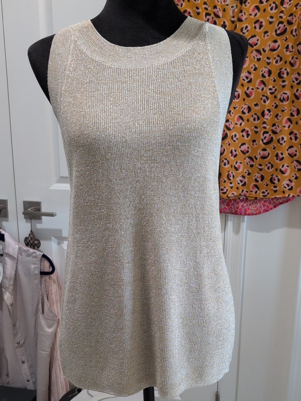 NWT Ann Taylor Gold glitter dressy Tank Top
